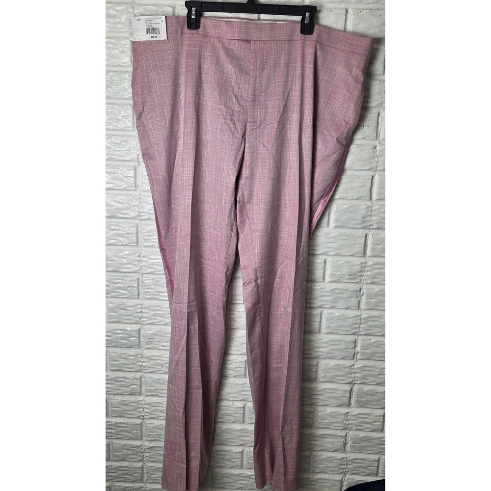 TRE VERO Suit pants Tux Formal Satin leg stripe Pink Rose Unhemmed Men's 46 R